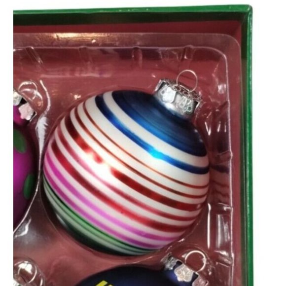 Tommy Hilfiger Fa La La Christmas Ornaments 4 Piece Set 3 inch Ball Exclusive - Picture 4 of 12